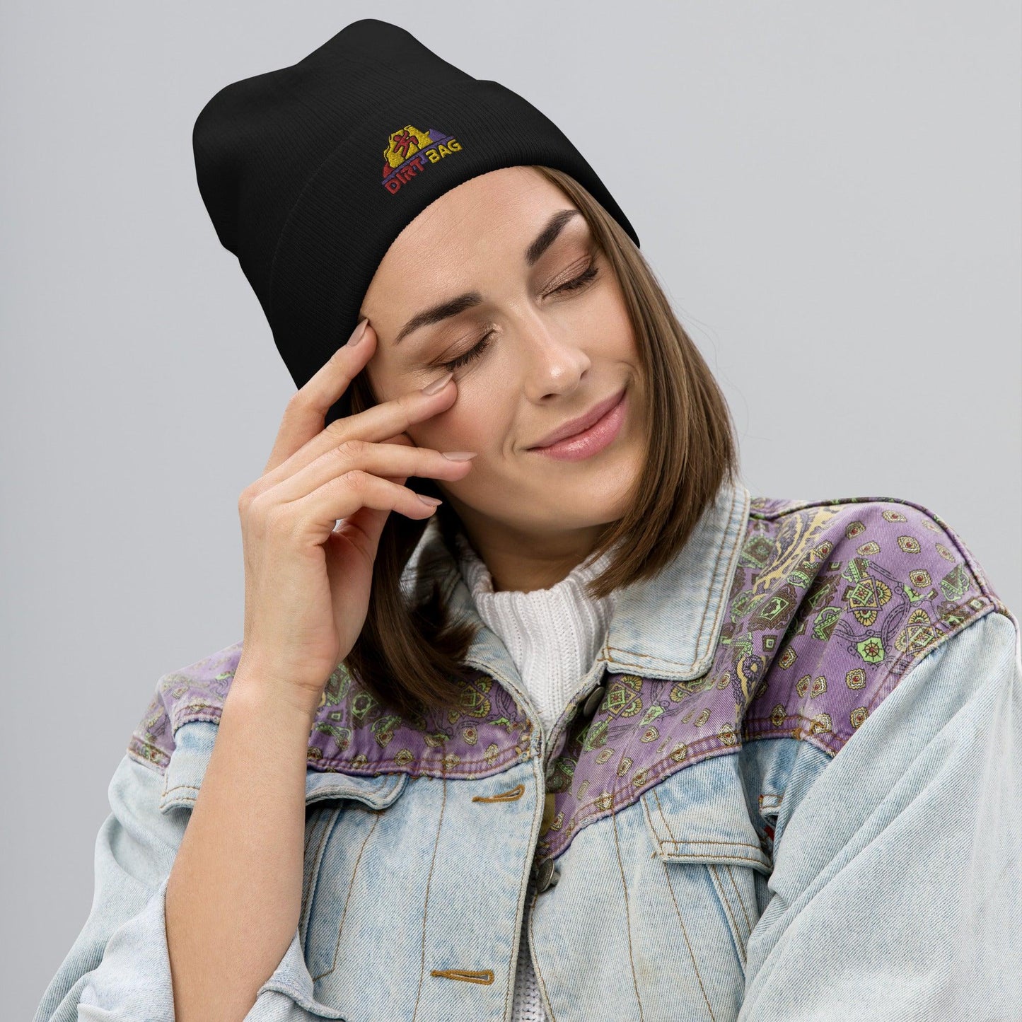 Dirt Bag Embroidered Beanie - Dyno Sky