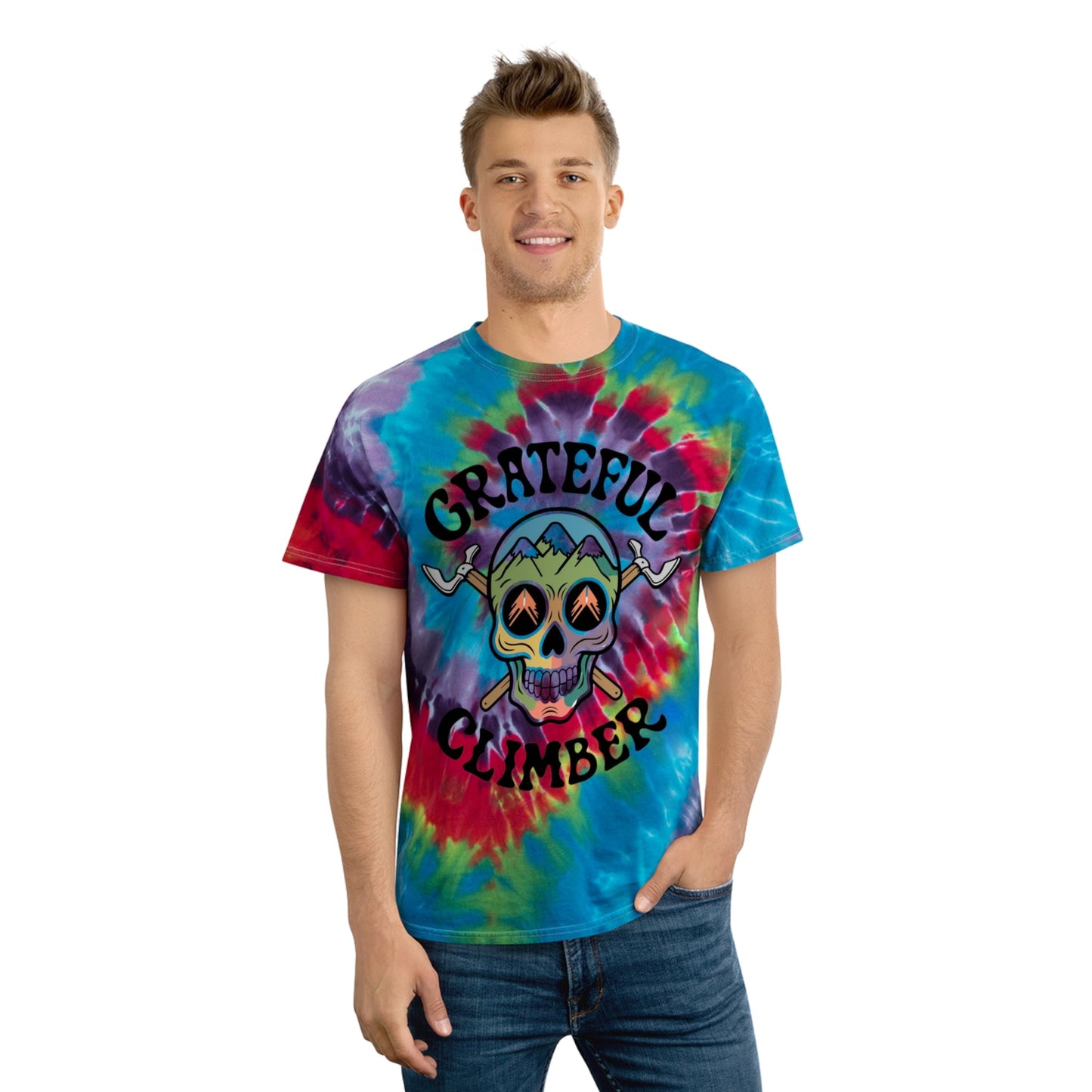 Grateful Climber Tie - Dye Tee - Dyno Sky