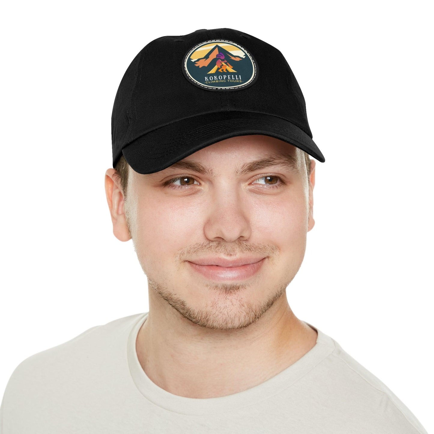 Kokopelli Climbing Leather Patch Hat - Dyno Sky