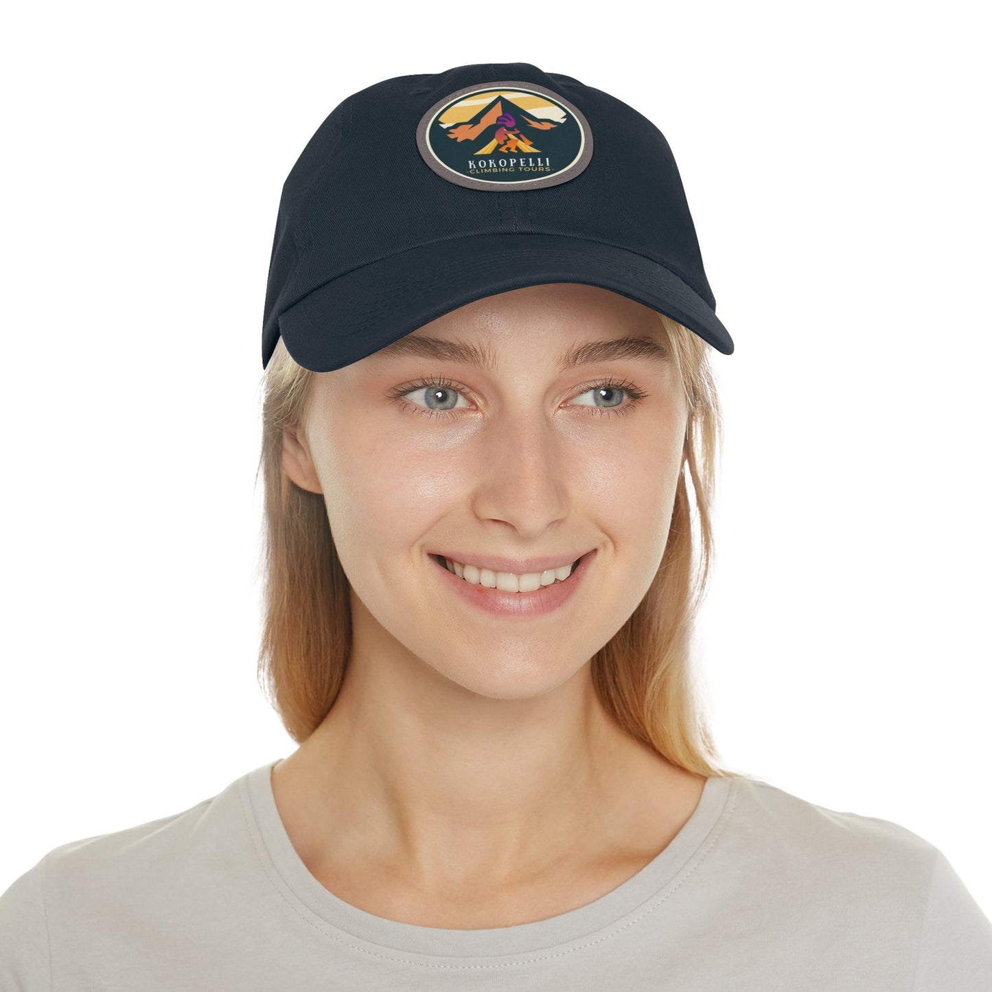 Kokopelli Climbing Leather Patch Hat - Dyno Sky