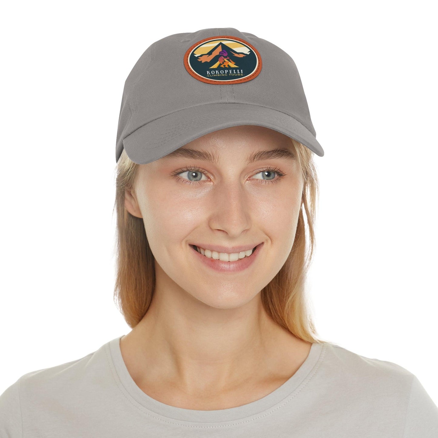 Kokopelli Climbing Leather Patch Hat - Dyno Sky