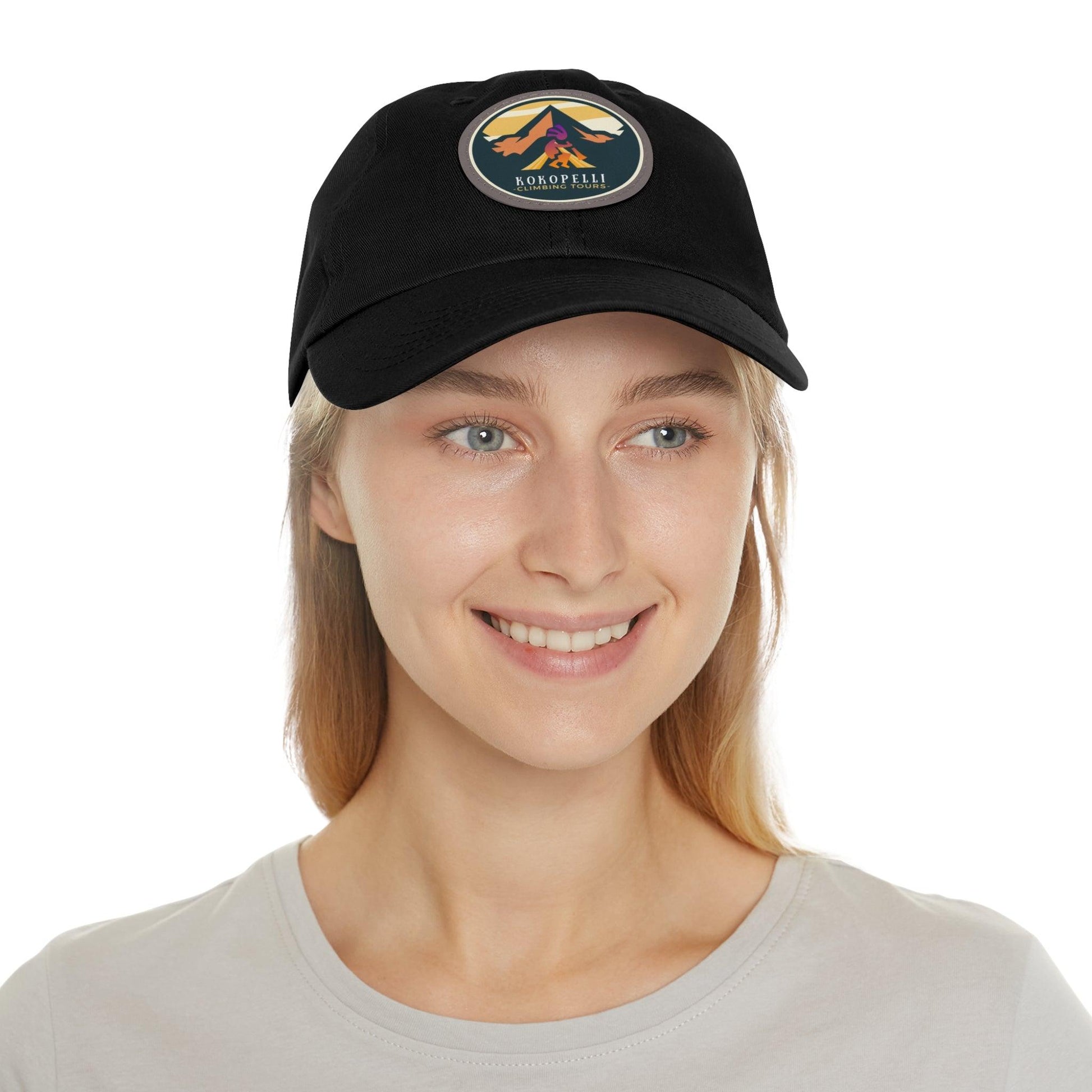 Kokopelli Climbing Leather Patch Hat - Dyno Sky