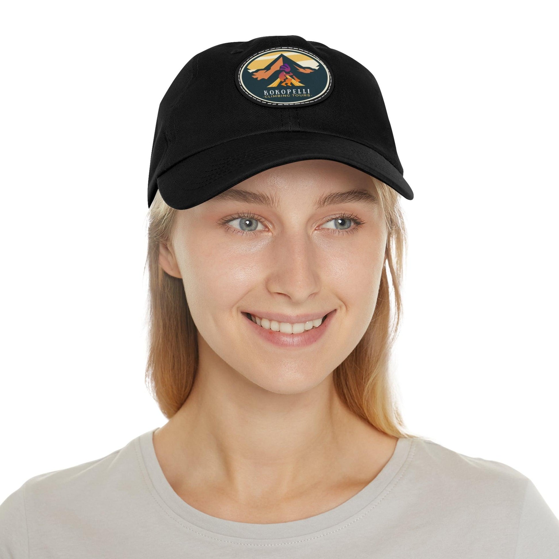 Kokopelli Climbing Leather Patch Hat - Dyno Sky